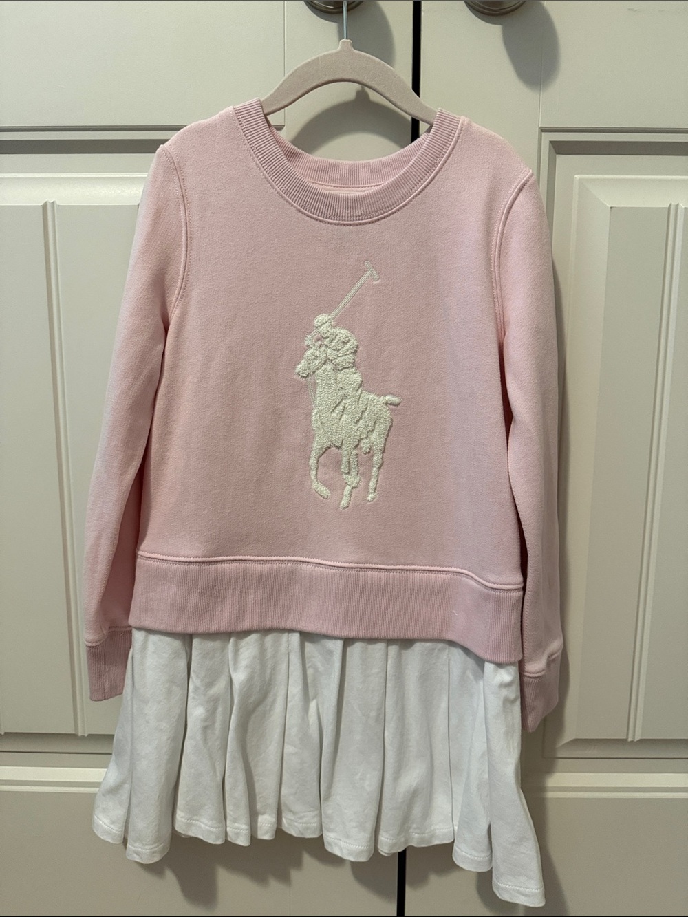 Polo by Ralph Lauren Pink Sweatshirt Dress with Cream Pony